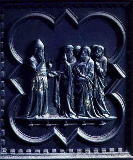 Zechariah is Struck Dumb, second panel of the South Doors of the Baptistery of San Giovanni de Andrea Pisano