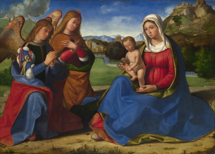 The Virgin and Child adored by Two Angels de Andrea Previtali