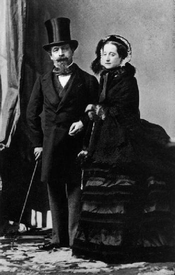 Emperor Napoleon III and Empress Eugenie, c.1865 (sepia photograph) (b/w photo) 