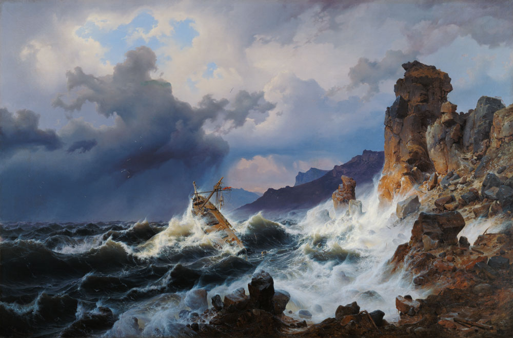 Una tormenta en la costa noruega de Andreas Achenbach