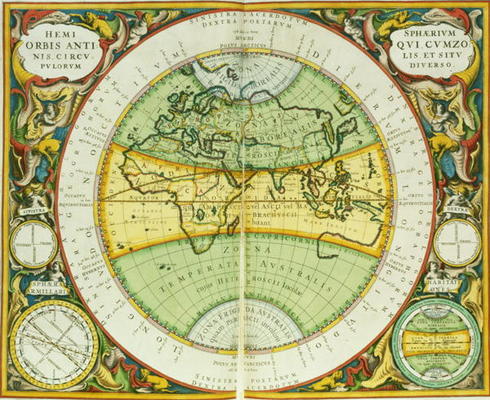 Ancient Hemispheres of the World, plate 94 from 'The Celestial Atlas, or the Harmony of the Universe de Andreas Cellarius