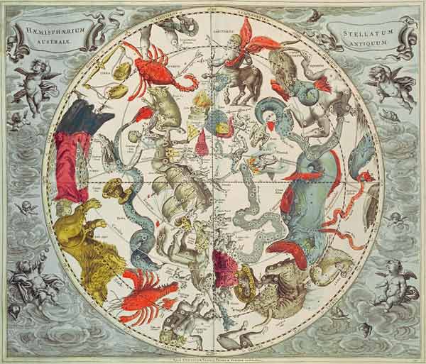 Map of the Southern Hemisphere, from ''The Celestial Atlas, or The Harmony of the Universe'' (Atlas  de Andreas Cellarius