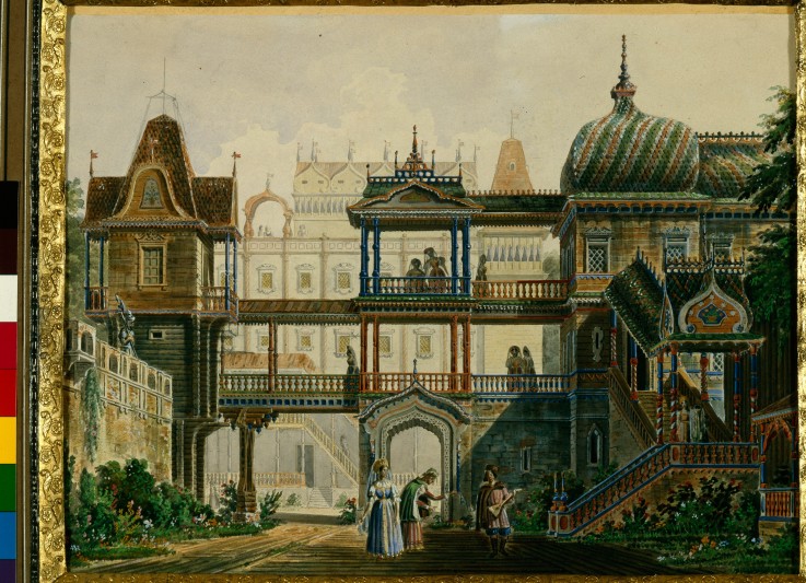 Stage design for the opera "Askold's Grave" by A. Verstovski de Andreas Leonhard Roller