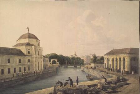 View of the Moika River by the Imperial Stables de Andrei Yefimovich Martynov