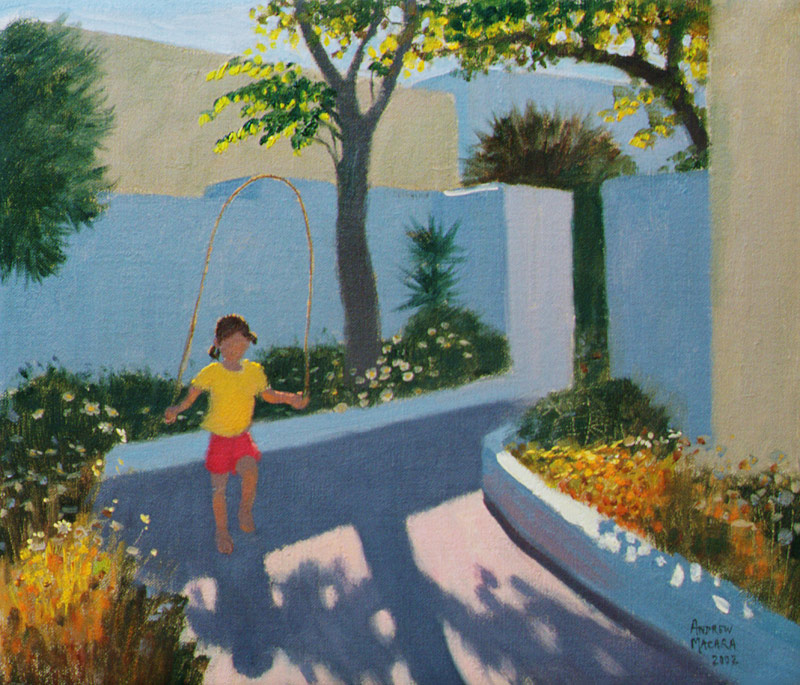 Girl Skipping, Santorini, 2002 (oil on canvas)  de Andrew  Macara