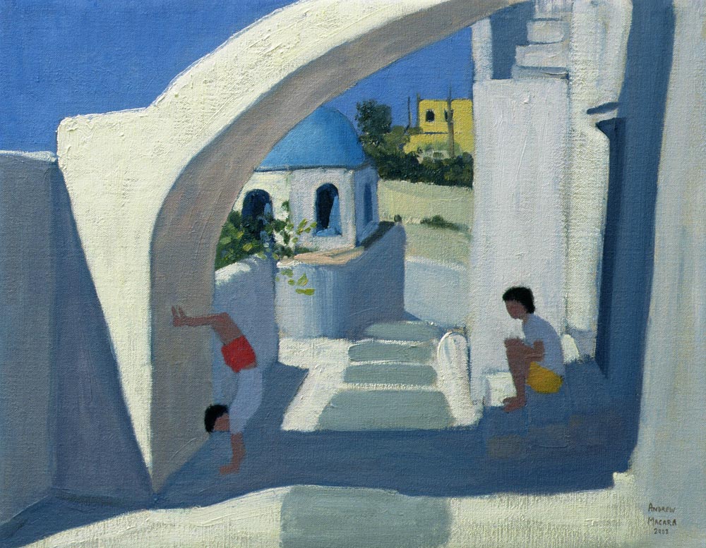 Handstand, Santorini (oil on canvas)  de Andrew  Macara