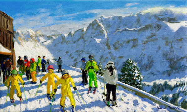 Young skiers in yellow,Val Gardena Italy de Andrew  Macara
