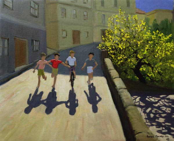 Children Running, Lesbos, 1999 (oil on canvas)  de Andrew  Macara