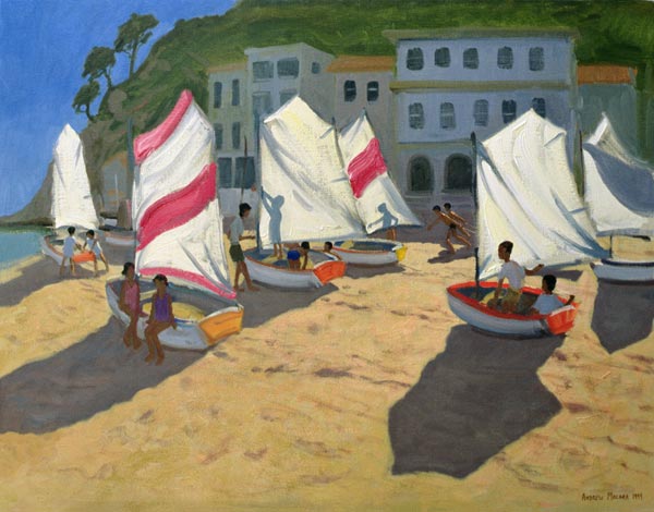 Sailboats, Costa Brava, 1999 (oil on canvas)  de Andrew  Macara