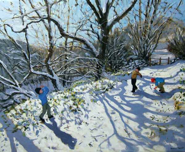 Snowball fight, Derbyshire de Andrew  Macara