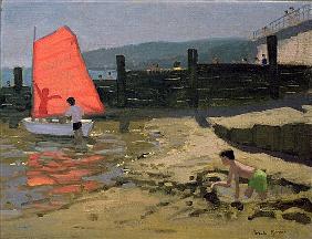 Red Sail, Isle of Wight (oil on canvas) 