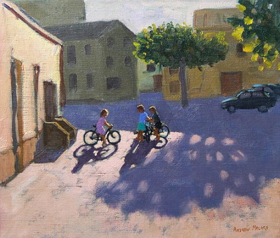 Three children with bicycles, Spain de Andrew  Macara