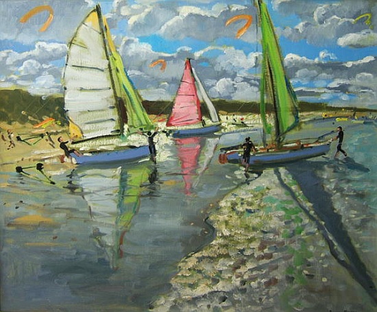 Three Sailboats, Bray Dunes, France de Andrew  Macara