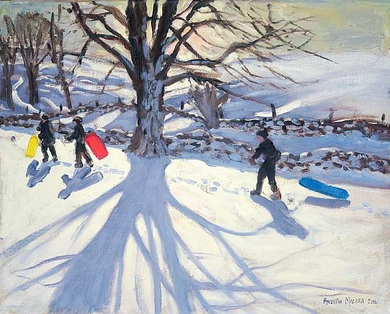 Tobogganers, near Youlegrave, 2004 (oil on canvas)  de Andrew  Macara