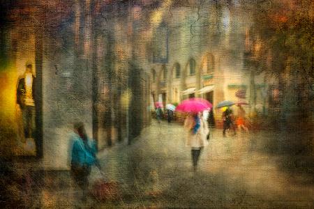 The woman with the pink umbrella