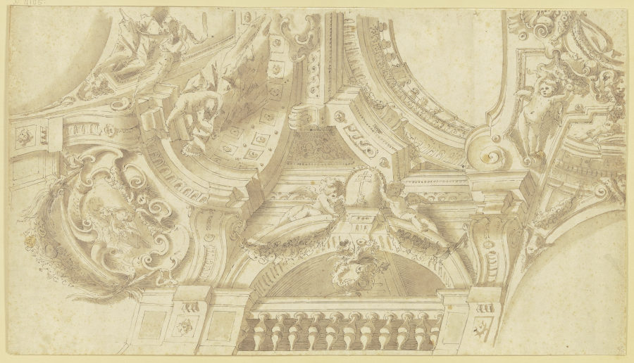 Gewölbe mit ornamentierten Panneaus und Amoretten de Angelo Michele Colonna