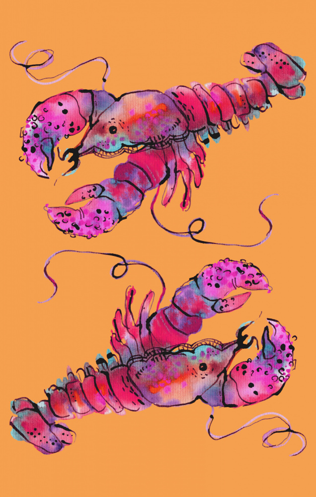 Lobsters On Orange de Ania Zwara