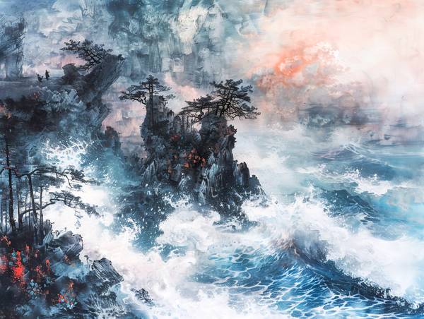 El mar choca contra las montañas chinas. de Anja Frost