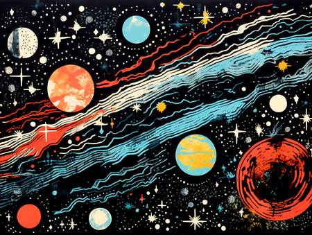 Abstracción Galáctica: Círculos y Líneas Forman Galaxias Cautivadoras