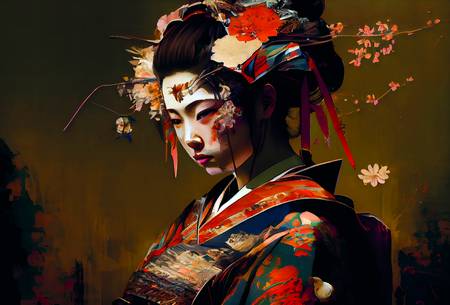 Hábil tradición: el arte de una geisha en traje tradicional