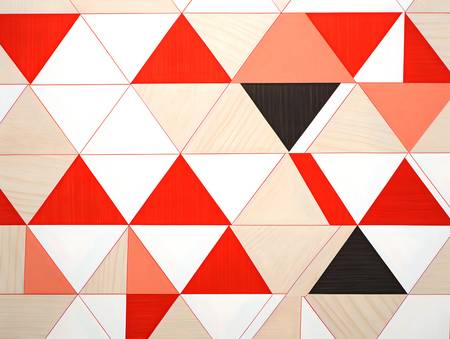 Abstracción Moderna Triángulos Geométricos en Rojo Rosa Beige y Blanco