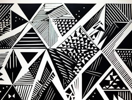 Geometría Contemporánea en Blanco y Negro Triángulos Artísticos y Textura Fascinante