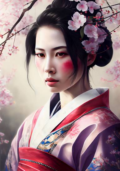 Sueño de Sakura: encantadoras geishas entre cerezos en flor