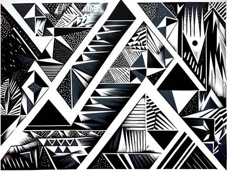 Geometría Contemporánea Triángulos y Textura en Blanco y Negro