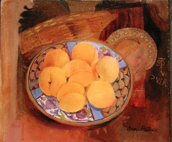 Nectarines and Angel, 1999 (oil on board)  de Ann  Patrick