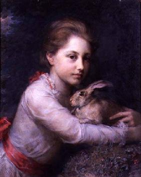 Portrait of Minna Sophia Farrer Holding a Hare