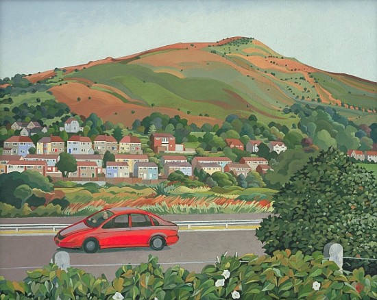 From the train, South Wales (oil on canvas)  de Anna  Teasdale
