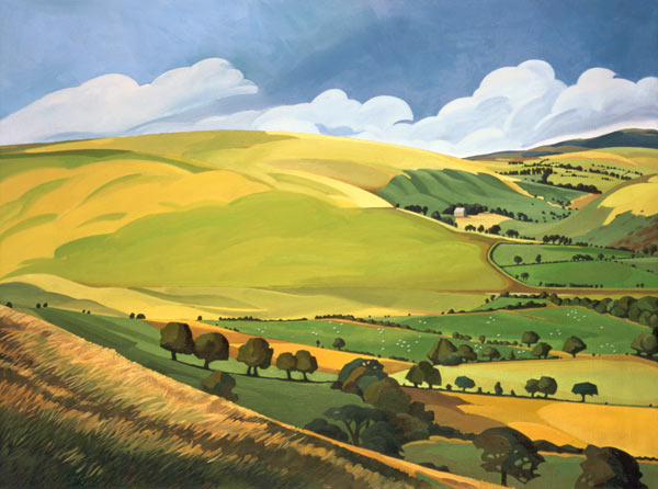 Small Green Valley, Wales (oil on canvas)  de Anna  Teasdale