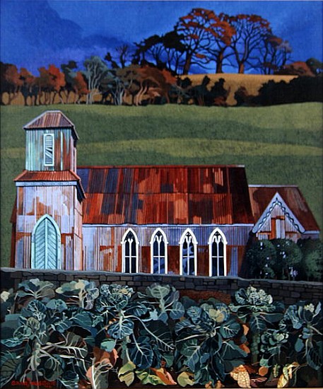 Tin Church, Solsbury Hill (acrylic on canvas)  de Anna  Teasdale