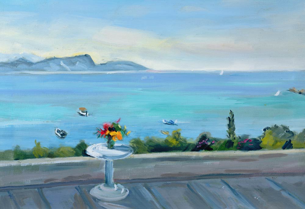 A terrace looking out to sea (oil on canvas)  de Anne  Durham
