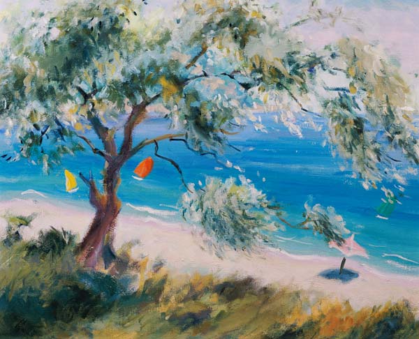 Looking on to a beach (oil on canvas)  de Anne  Durham