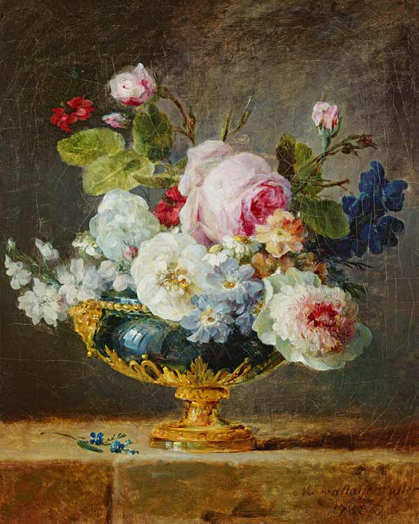 Flowers in a blue vase de Anne Vallayer-Coster