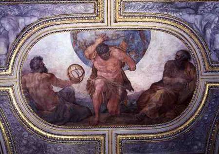 Hercules Supporting the World Flanked by Euclid and Ptolemy, from the 'Camerino' de Annibale Carracci