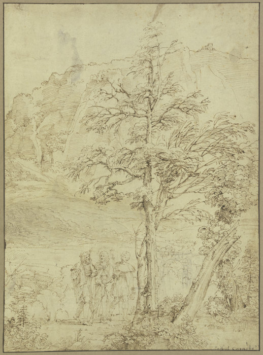 Landschaft mit Christus und den Jüngern auf dem Weg nach Emmaus de Annibale Carracci