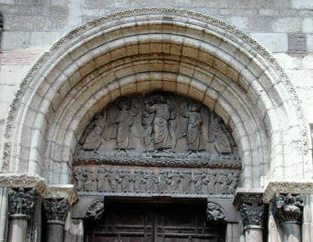 The Ascension, tympanum from the Porte Miegeville de Anonym Romanisch