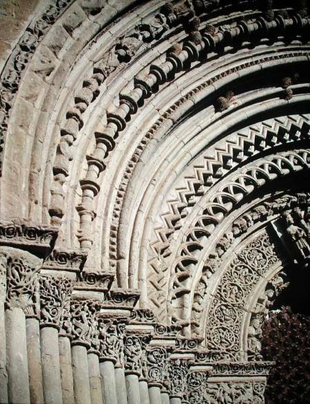 Sculptural detail from the facade of the main portal de Anonym Romanisch