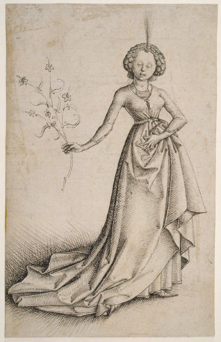 Junge Frau mit Blütenranke de Anonym