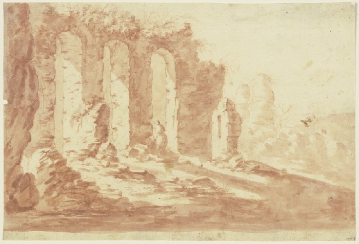 Landschaft mit Ruine eines Aquäduktes de Anonym