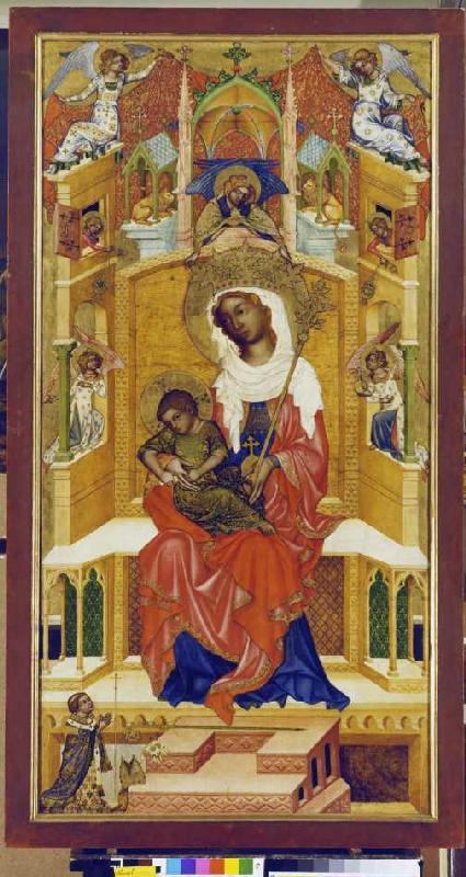 María con el niño en el trono de Anonym (Böhmisch)