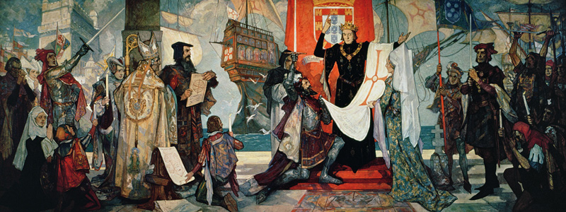 Departure for the Cape, King Manuel I of Portugal blessing Vasco da Gama and his expedition, c.1935 de Anonymous