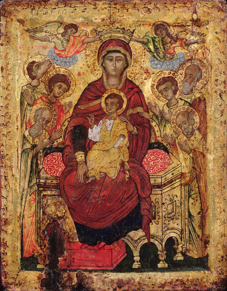 Madonna and Child enthroned with SaintsGreek Islands icon de Anonymous