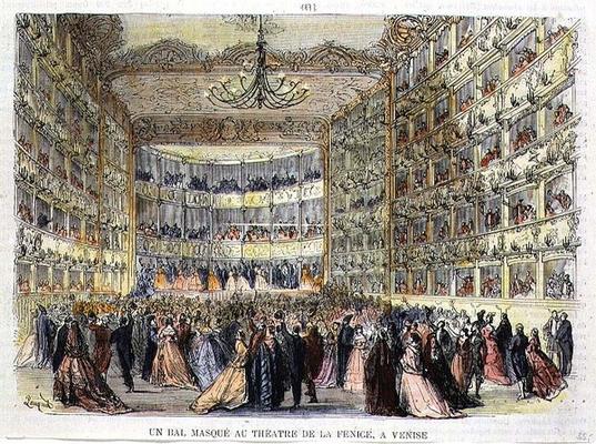 A Masked Ball at the Fenice Theatre, Venice, 19th century de Anonymous