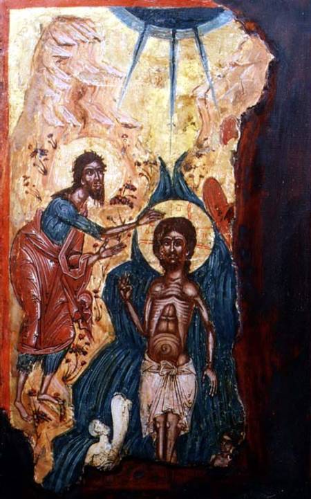 The Baptism of Christ (fragment of)Macedonian icon de Anonymous