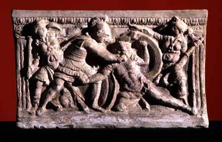 Battle scene from a cinerary urn Etruscan de Anonymous