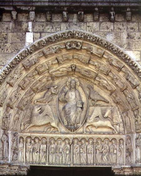 Christ in Majesty with the Evangelist Symbols and Apostles, tympanum, central door of the Royal Port de Anonymous