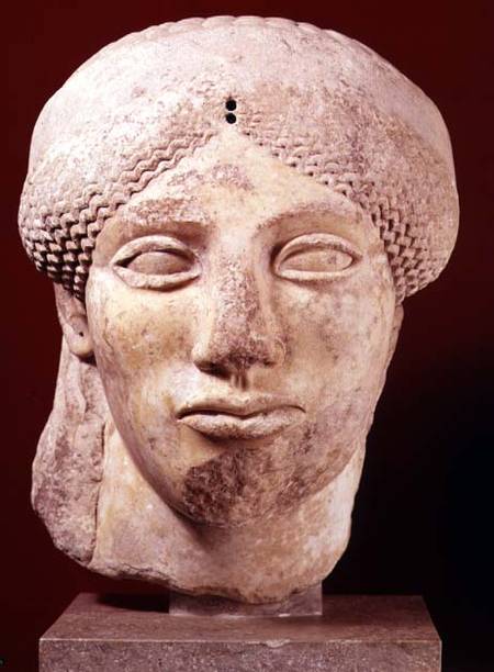 Colossal head of a Goddess, probably late Archaic to early Classical,Greek de Anonymous
